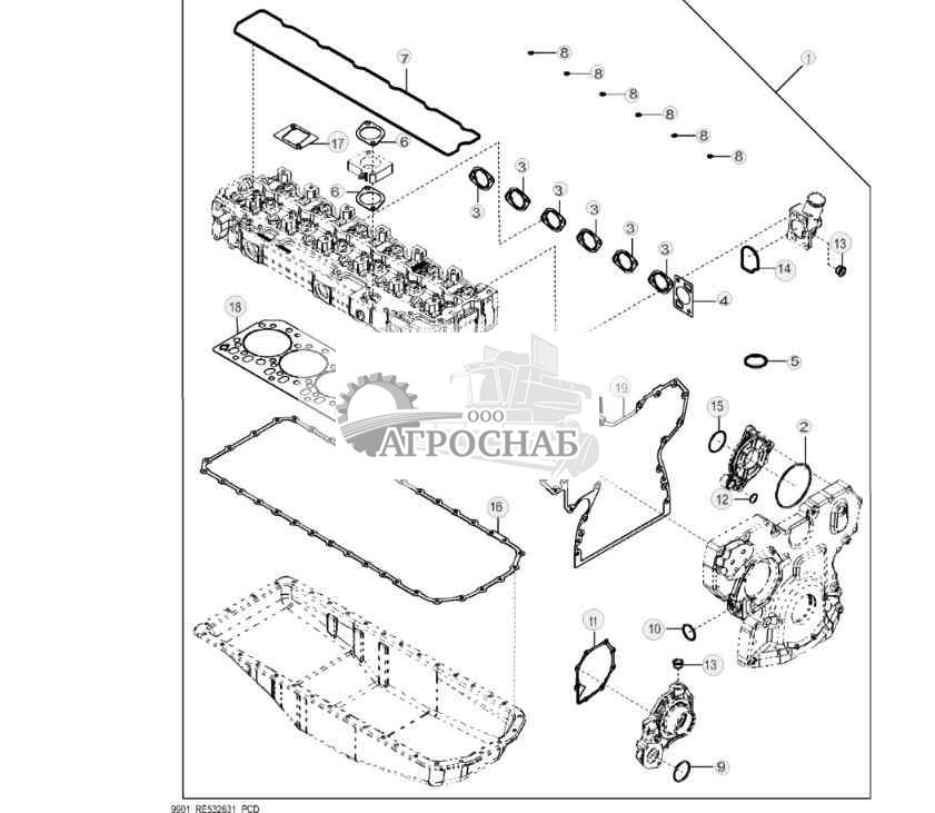 9901 Комплект прокладок для капитального ремонта двигателя (12) 